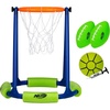 image:imageNERF Floating Pool Basketball Hoop  Football Target Net Set  Water Basketball  2 Water Footballs Included  Floating Hoop  Target Goal for InPool  Poolside Play  Sports Toys for Kids