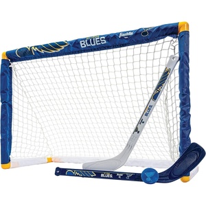 image:imageFranklin Sports NHL Mini Hockey Set  Kids Indoor Knee Hockey Goal Ball  2 Stick Combo  Youth Team Indoor Toy Set  Official  Ages 3St Louis Blues