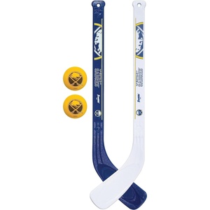 image:imageFranklin Sports NHL Mini Hockey Stick Set  NHL Team Knee Hockey Stick and Ball Set  Two Player Stick Set  Great Toy for KidsBuffalo Sabres