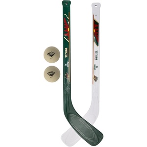 image:imageFranklin Sports NHL Mini Hockey Stick Set  NHL Team Knee Hockey Stick and Ball Set  Two Player Stick Set  Great Toy for KidsMinnesota Wild