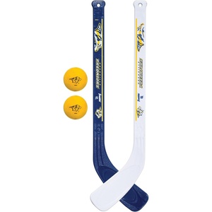 image:imageFranklin Sports NHL Mini Hockey Stick Set  NHL Team Knee Hockey Stick and Ball Set  Two Player Stick Set  Great Toy for KidsNashville Predators