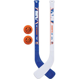 image:imageFranklin Sports NHL Mini Hockey Stick Set  NHL Team Knee Hockey Stick and Ball Set  Two Player Stick Set  Great Toy for KidsNew York Islanders
