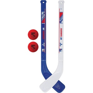 image:imageFranklin Sports NHL Mini Hockey Stick Set  NHL Team Knee Hockey Stick and Ball Set  Two Player Stick Set  Great Toy for KidsNew York Rangers