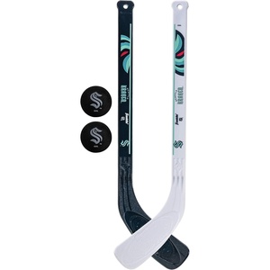 image:imageFranklin Sports NHL Mini Hockey Stick Set  NHL Team Knee Hockey Stick and Ball Set  Two Player Stick Set  Great Toy for KidsSeattle Kraken