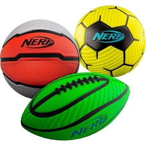 image:imageNerf Mini Foam Sports Ball Set  Foam Football Soccer Ball  Basketball Soft Sports Toy for KidsGreenOrangeYellow