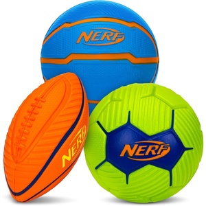 image:imageNerf Mini Foam Sports Ball Set  Foam Football Soccer Ball  Basketball Soft Sports Toy for KidsOrangeGreenBlue