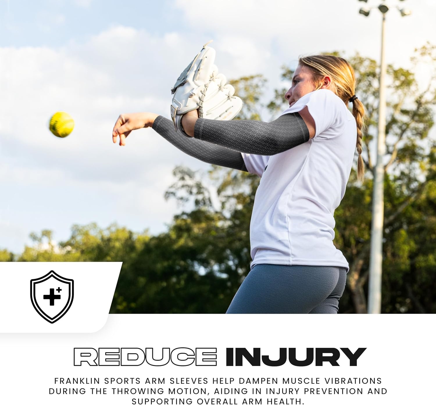 image:imageFranklin Sports Baseball Arm Sleeves  Baseball  Softball Arm Compression Sleeves for Boys  Girls  Multiple ColorsBlack