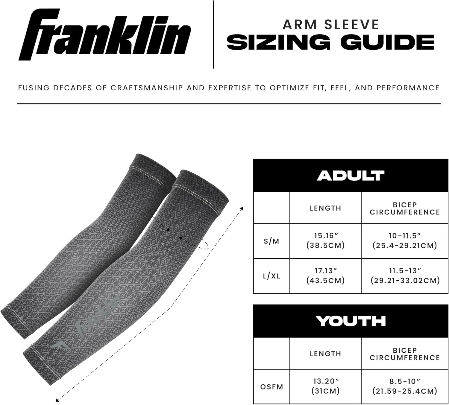 image:imageFranklin Sports Baseball Arm Sleeves  Baseball  Softball Arm Compression Sleeves for Boys  Girls  Multiple ColorsBlack