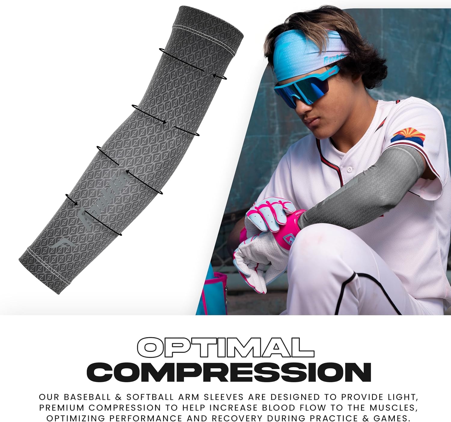 image:imageFranklin Sports Baseball Arm Sleeves  Baseball  Softball Arm Compression Sleeves for Boys  Girls  Multiple ColorsBlack