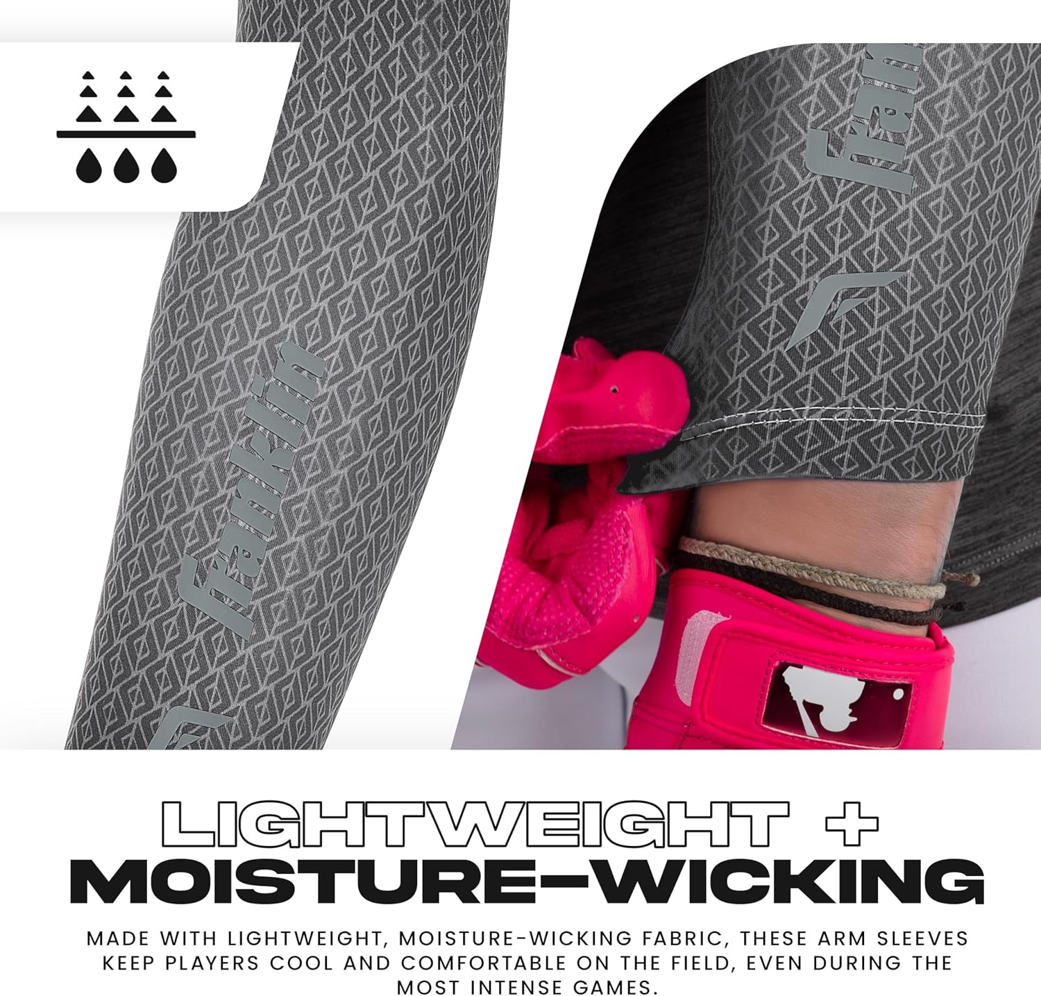 image:imageFranklin Sports Baseball Arm Sleeves  Baseball  Softball Arm Compression Sleeves for Boys  Girls  Multiple ColorsBlack