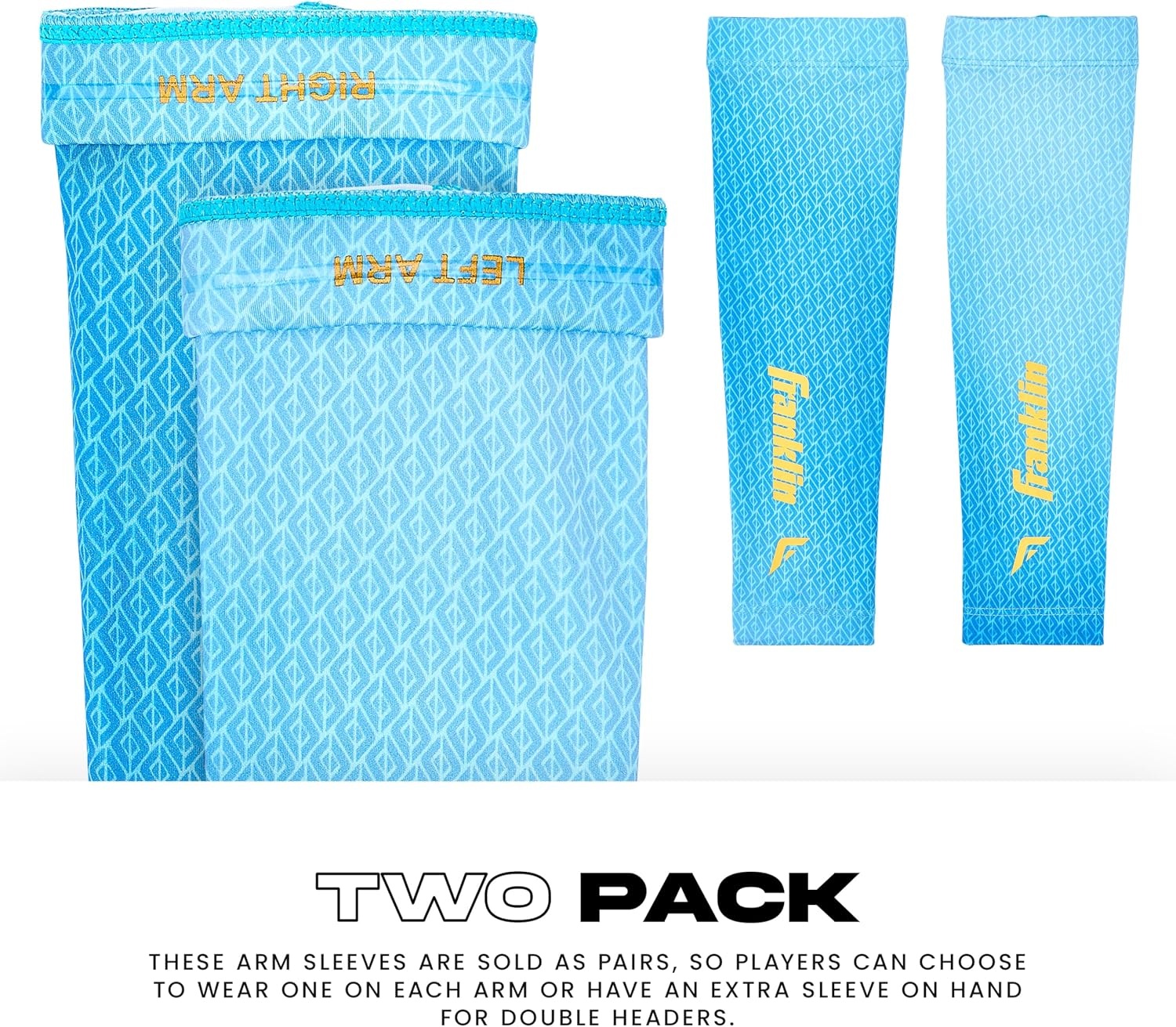 image:imageFranklin Sports Baseball Arm Sleeves  Baseball  Softball Arm Compression Sleeves for Boys  Girls  Multiple ColorsCarolina Blue