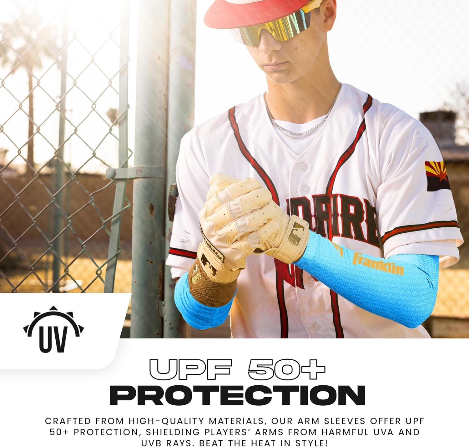 image:imageFranklin Sports Baseball Arm Sleeves  Baseball  Softball Arm Compression Sleeves for Boys  Girls  Multiple ColorsCarolina Blue