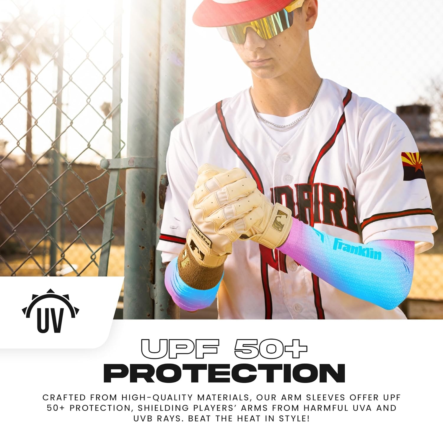image:imageFranklin Sports Baseball Arm Sleeves  Baseball  Softball Arm Compression Sleeves for Boys  Girls  Multiple ColorsCotton Candy