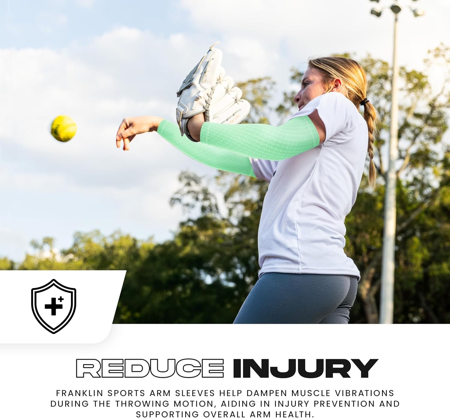 image:imageFranklin Sports Baseball Arm Sleeves  Baseball  Softball Arm Compression Sleeves for Boys  Girls  Multiple ColorsMint