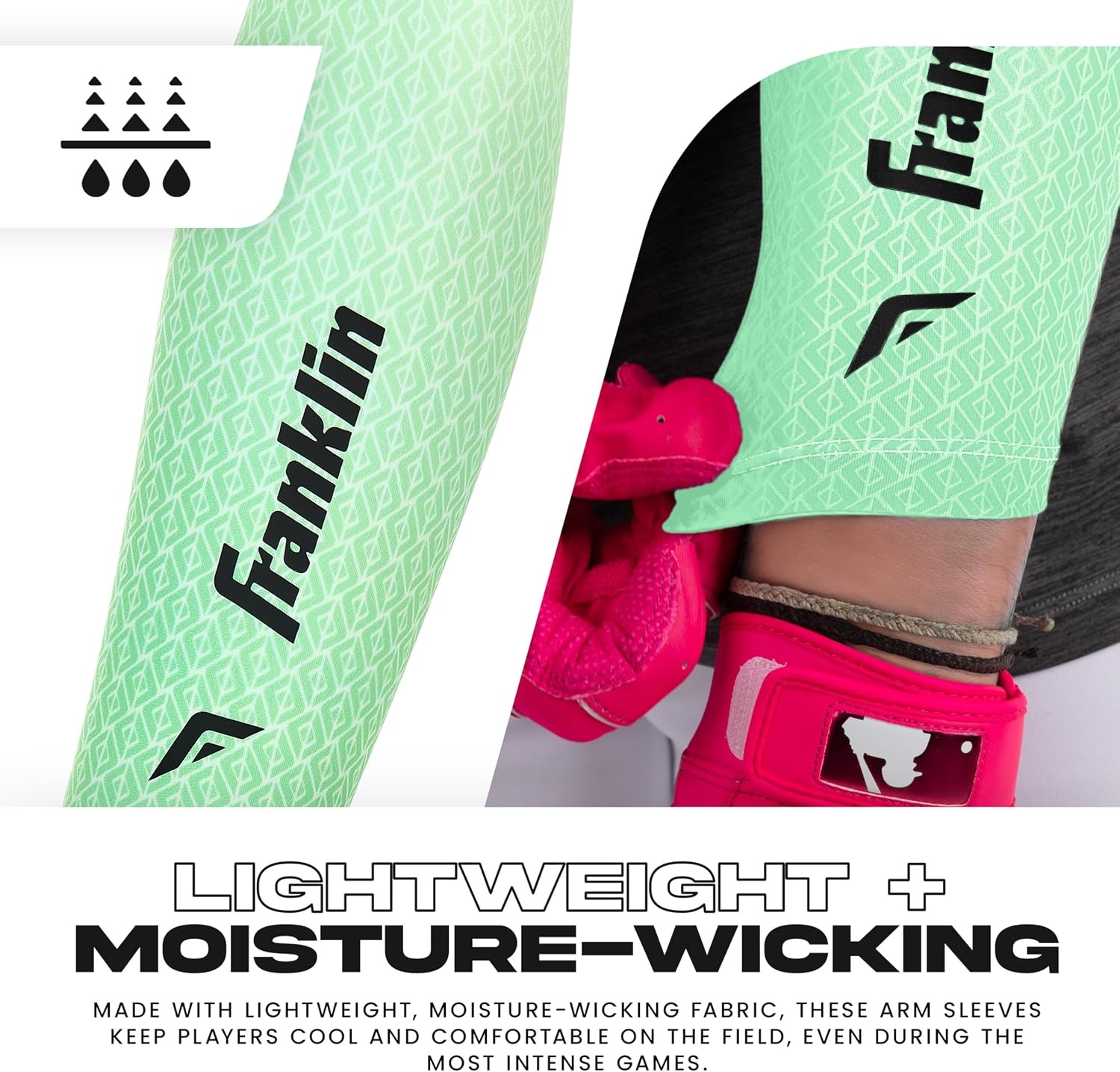 image:imageFranklin Sports Baseball Arm Sleeves  Baseball  Softball Arm Compression Sleeves for Boys  Girls  Multiple ColorsMint