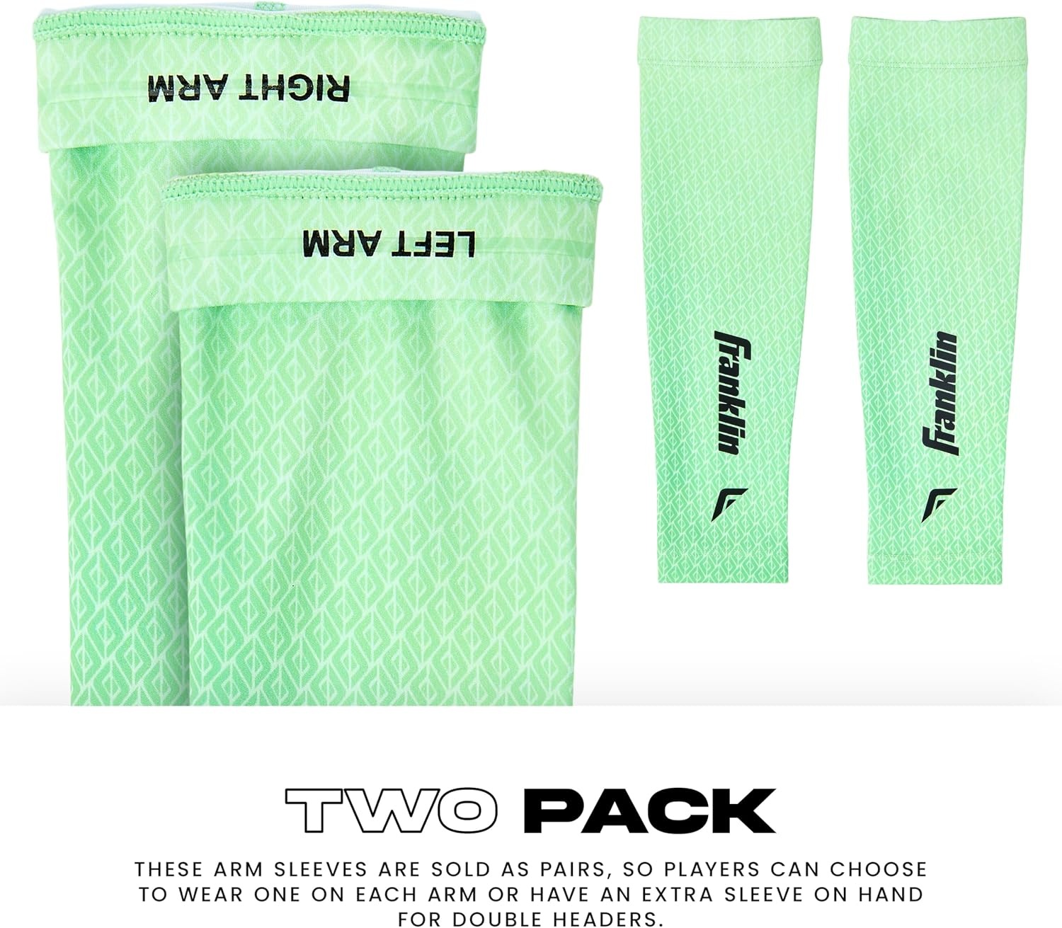 image:imageFranklin Sports Baseball Arm Sleeves  Baseball  Softball Arm Compression Sleeves for Boys  Girls  Multiple ColorsMint