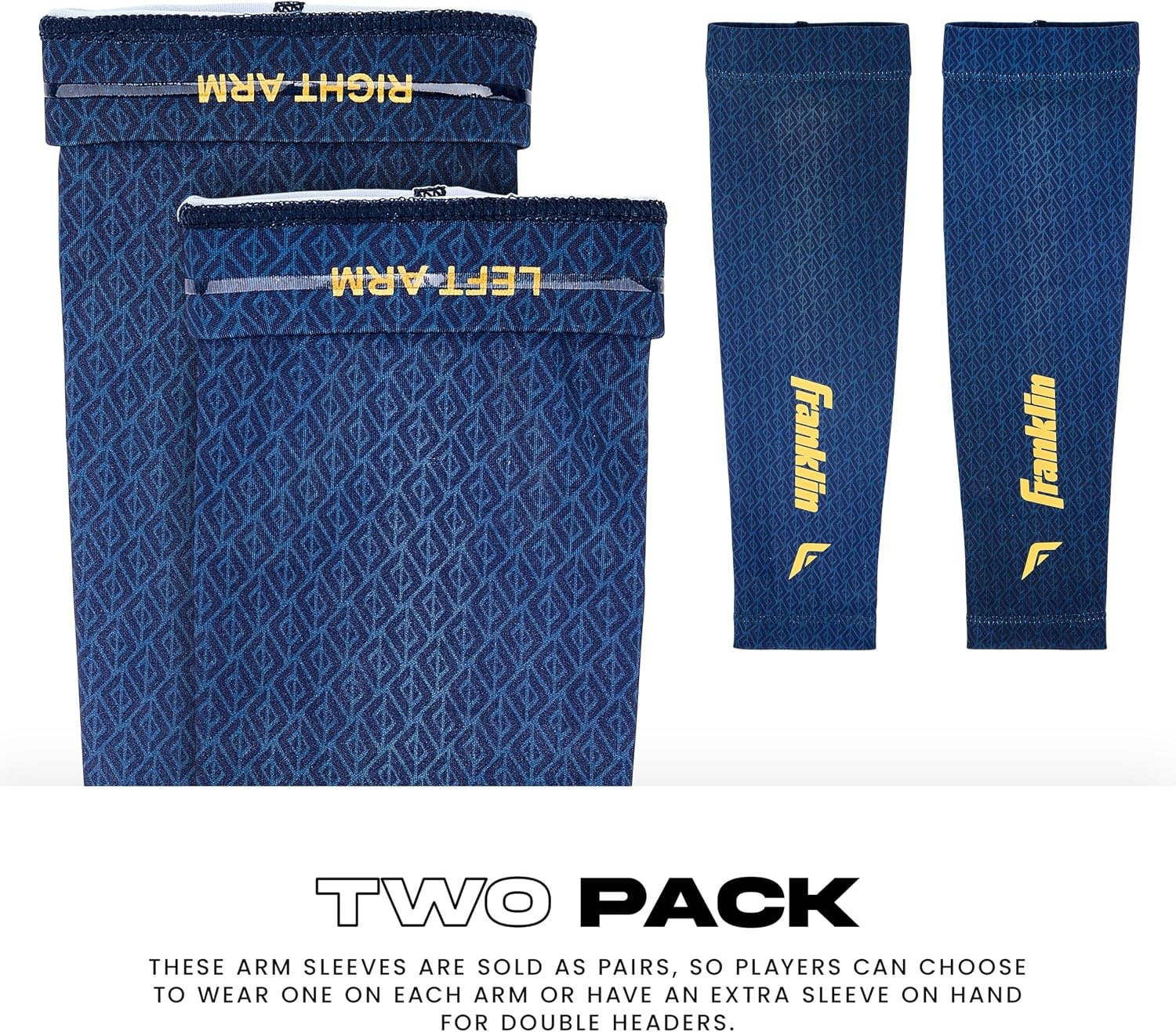 image:imageFranklin Sports Baseball Arm Sleeves  Baseball  Softball Arm Compression Sleeves for Boys  Girls  Multiple ColorsNavy