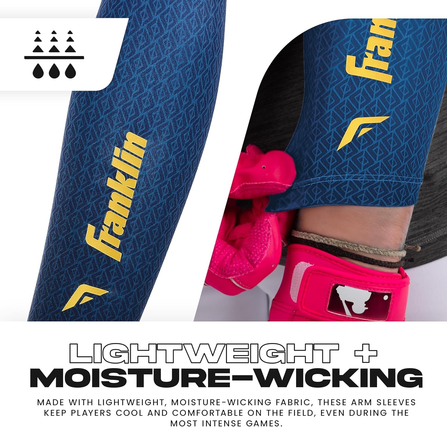 image:imageFranklin Sports Baseball Arm Sleeves  Baseball  Softball Arm Compression Sleeves for Boys  Girls  Multiple ColorsNavy