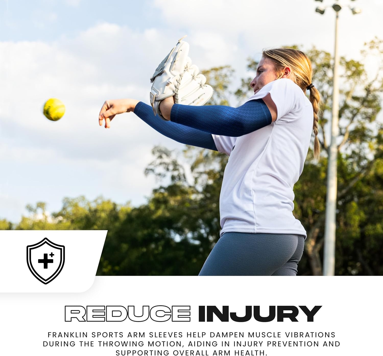 image:imageFranklin Sports Baseball Arm Sleeves  Baseball  Softball Arm Compression Sleeves for Boys  Girls  Multiple ColorsNavy