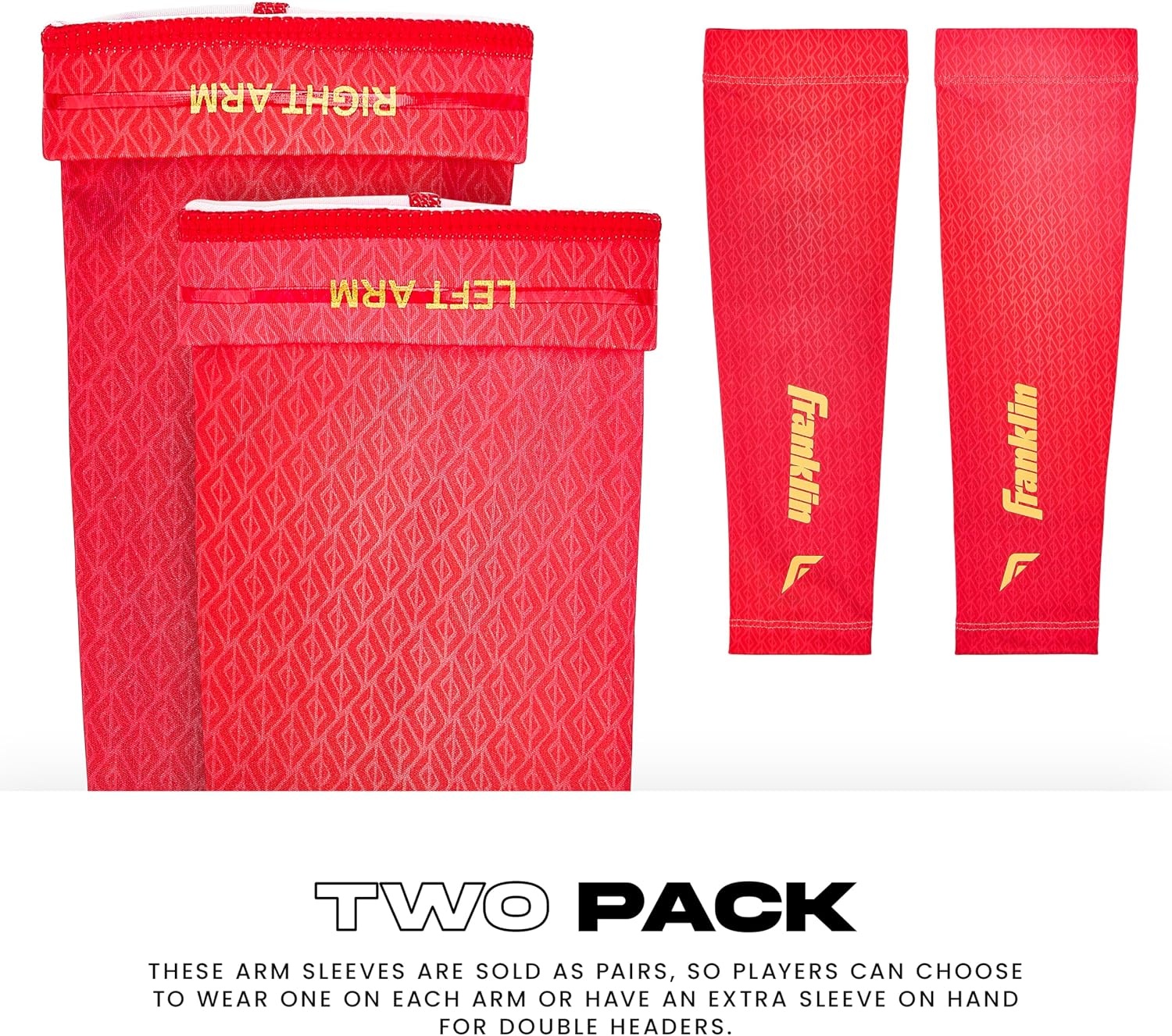 image:imageFranklin Sports Baseball Arm Sleeves  Baseball  Softball Arm Compression Sleeves for Boys  Girls  Multiple ColorsRed