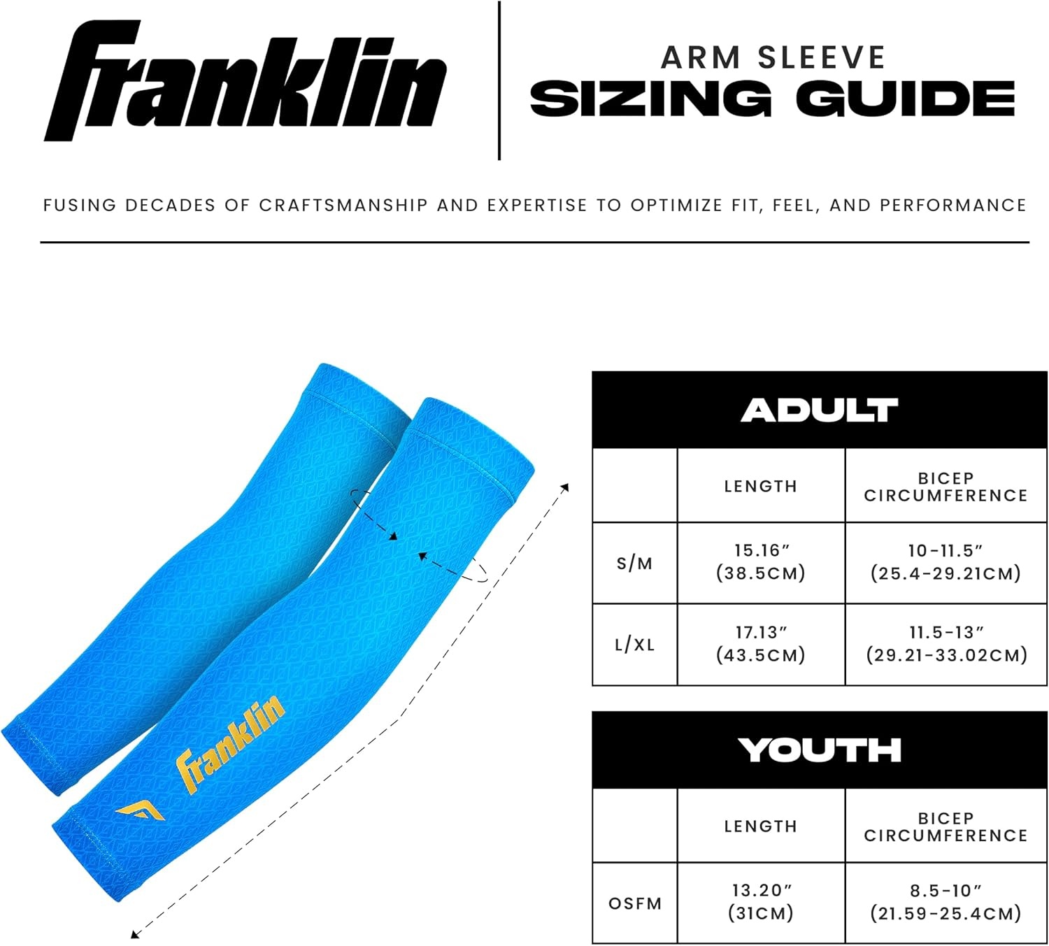 image:imageFranklin Sports Baseball Arm Sleeves  Baseball  Softball Arm Compression Sleeves for Boys  Girls  Multiple ColorsRoyal