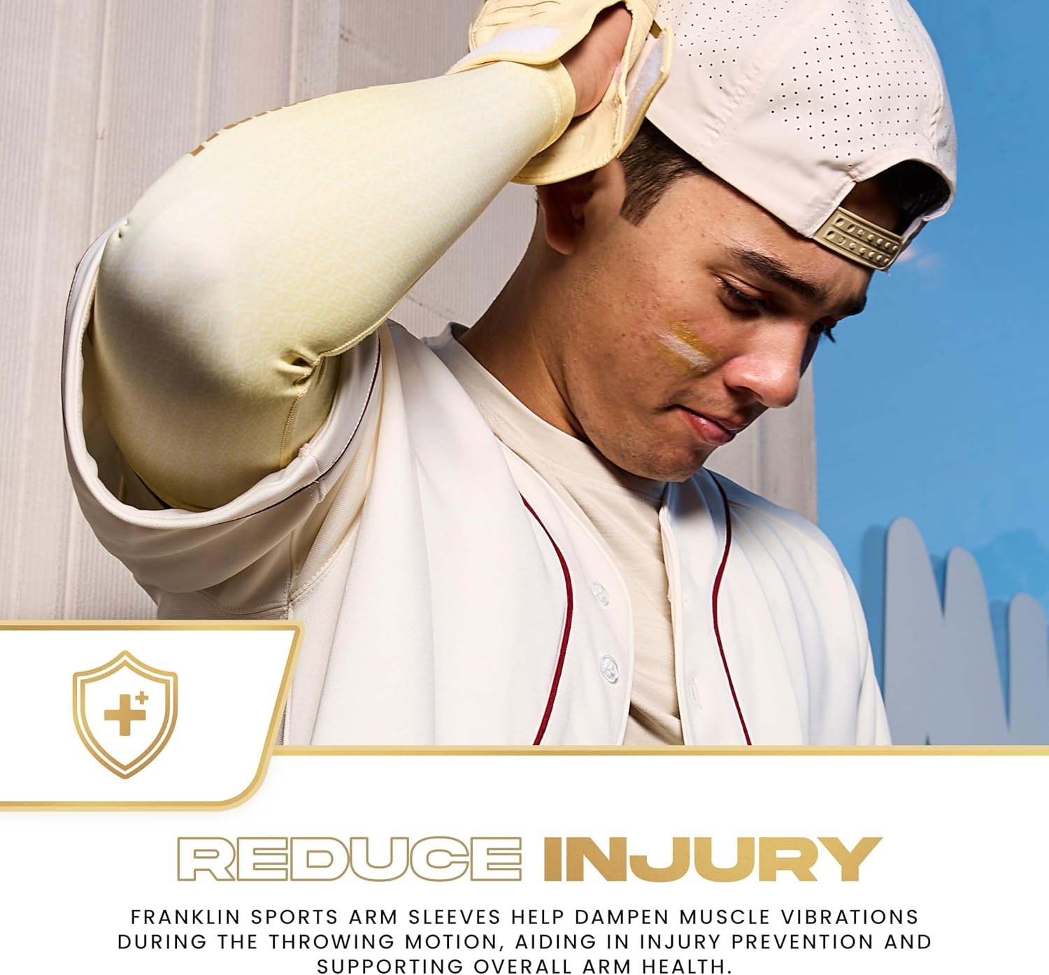 image:imageFranklin Sports Baseball Arm Sleeves  Baseball  Softball Arm Compression Sleeves for Boys  Girls  Multiple ColorsVanillaGold