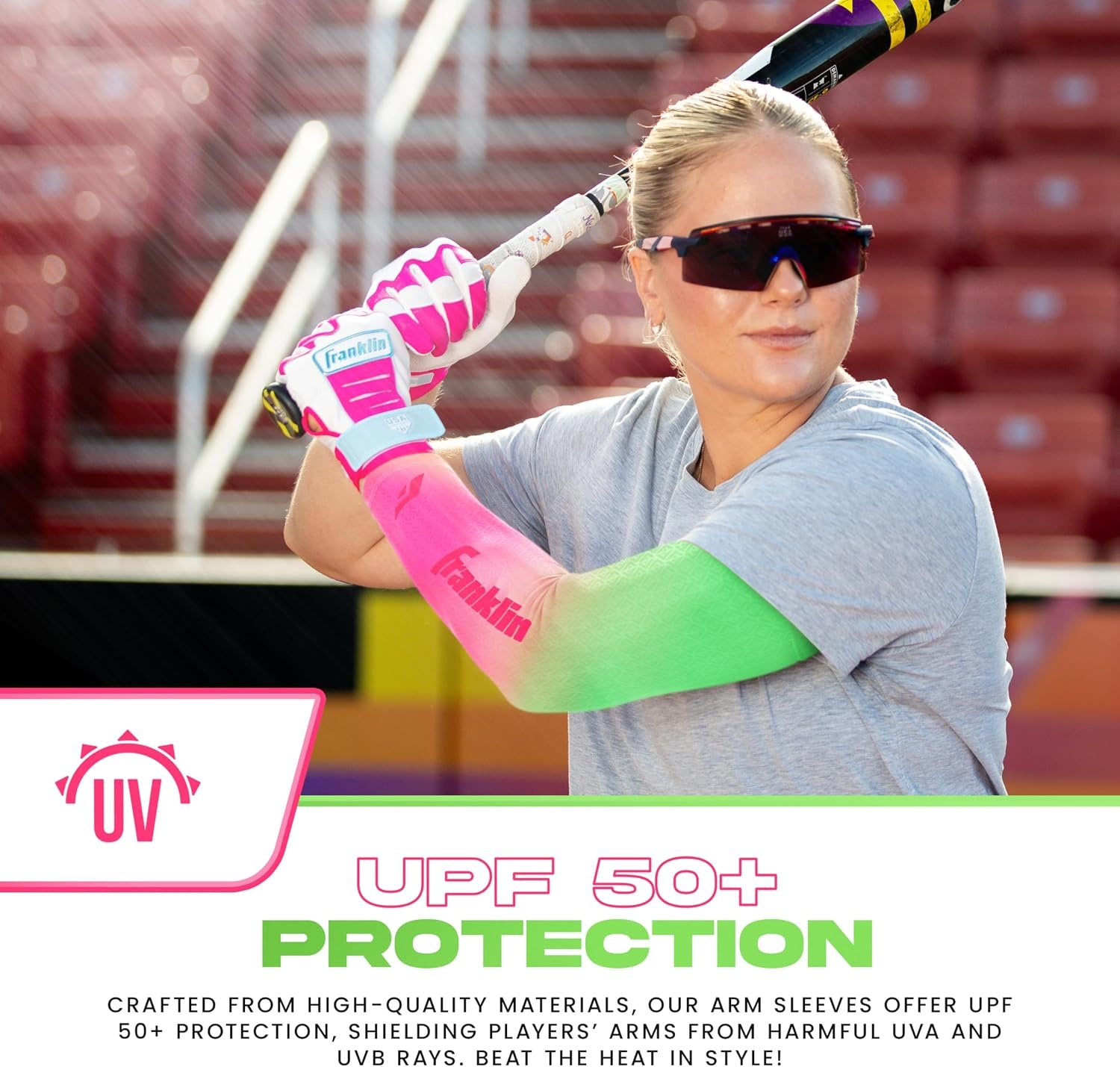 image:imageFranklin Sports Baseball Arm Sleeves  Baseball  Softball Arm Compression Sleeves for Boys  Girls  Multiple ColorsWatermelon