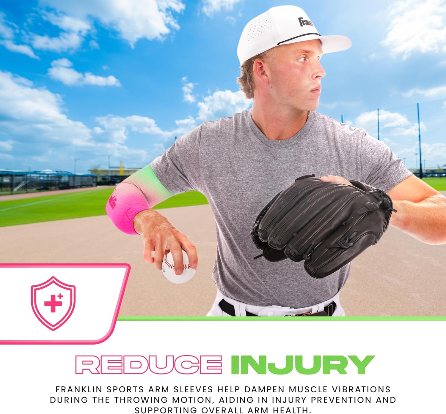 image:imageFranklin Sports Baseball Arm Sleeves  Baseball  Softball Arm Compression Sleeves for Boys  Girls  Multiple ColorsWatermelon