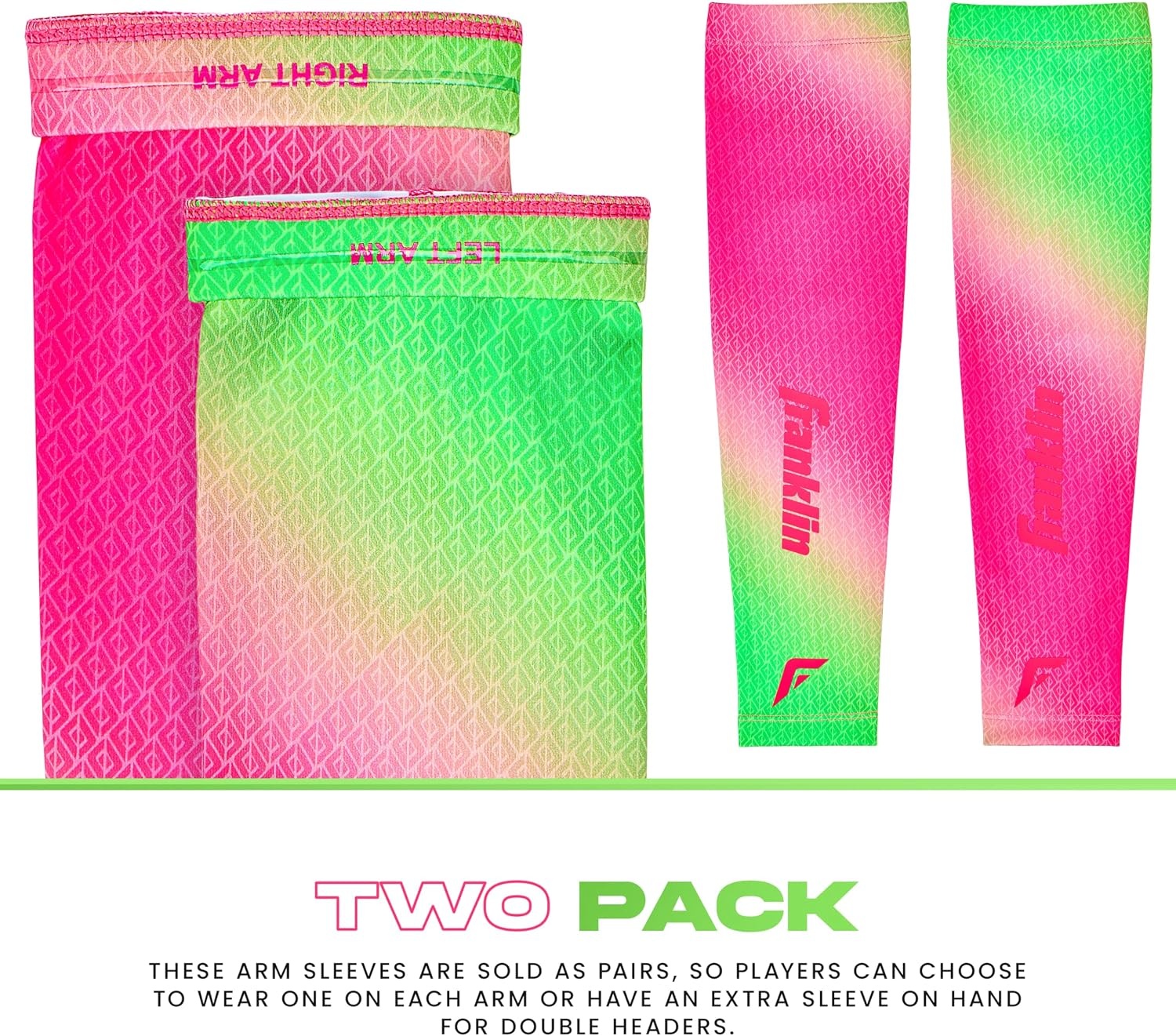 image:imageFranklin Sports Baseball Arm Sleeves  Baseball  Softball Arm Compression Sleeves for Boys  Girls  Multiple ColorsWatermelon