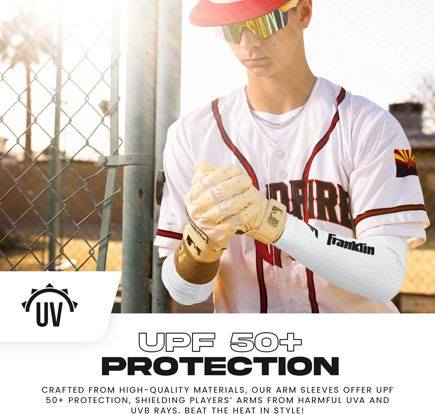 image:imageFranklin Sports Baseball Arm Sleeves  Baseball  Softball Arm Compression Sleeves for Boys  Girls  Multiple ColorsWhite