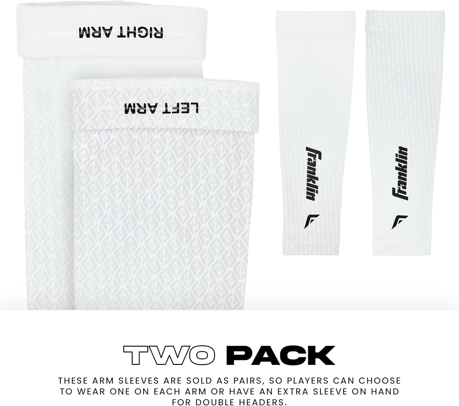 image:imageFranklin Sports Baseball Arm Sleeves  Baseball  Softball Arm Compression Sleeves for Boys  Girls  Multiple ColorsWhite