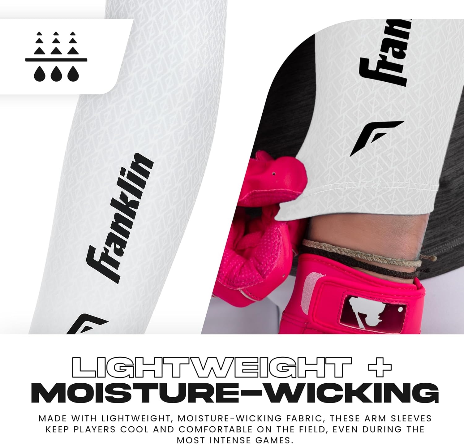 image:imageFranklin Sports Baseball Arm Sleeves  Baseball  Softball Arm Compression Sleeves for Boys  Girls  Multiple ColorsWhite