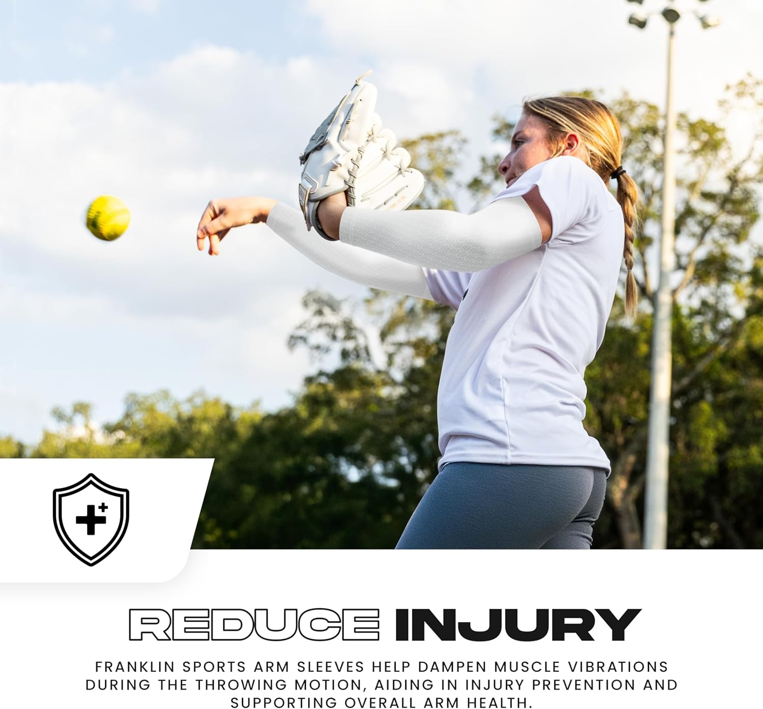 image:imageFranklin Sports Baseball Arm Sleeves  Baseball  Softball Arm Compression Sleeves for Boys  Girls  Multiple ColorsWhite