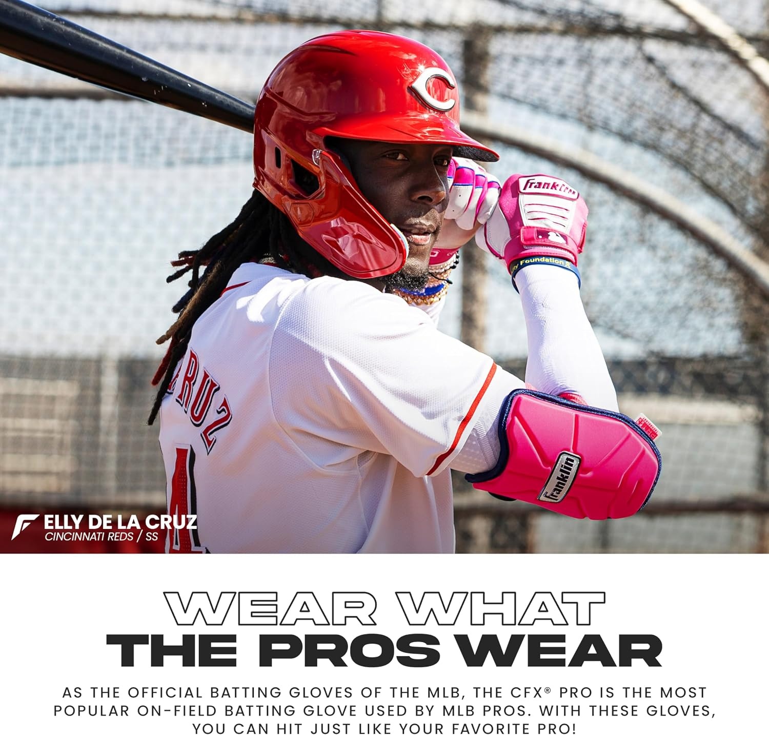 image:imageFranklin Sports MLB Baseball Batting Gloves  CFX Pro Youth and Adult  Baseball  Softball  Multiple Sizes  ColorsWhiteGold