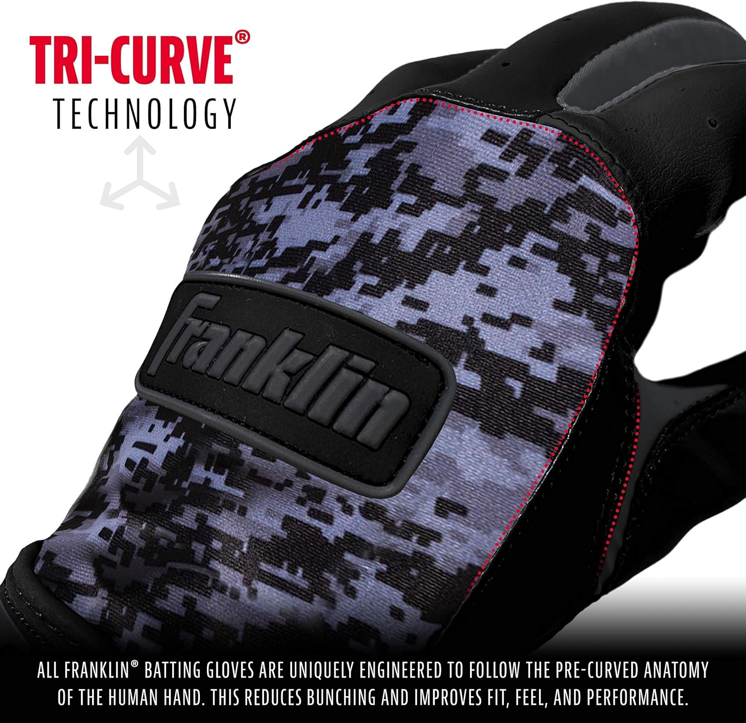 image:imageFranklin Sports MLB Batting Gloves  Digitek Camo Gloves  Premium Leather  Multiple Colors  Adult SizesBlackBlack