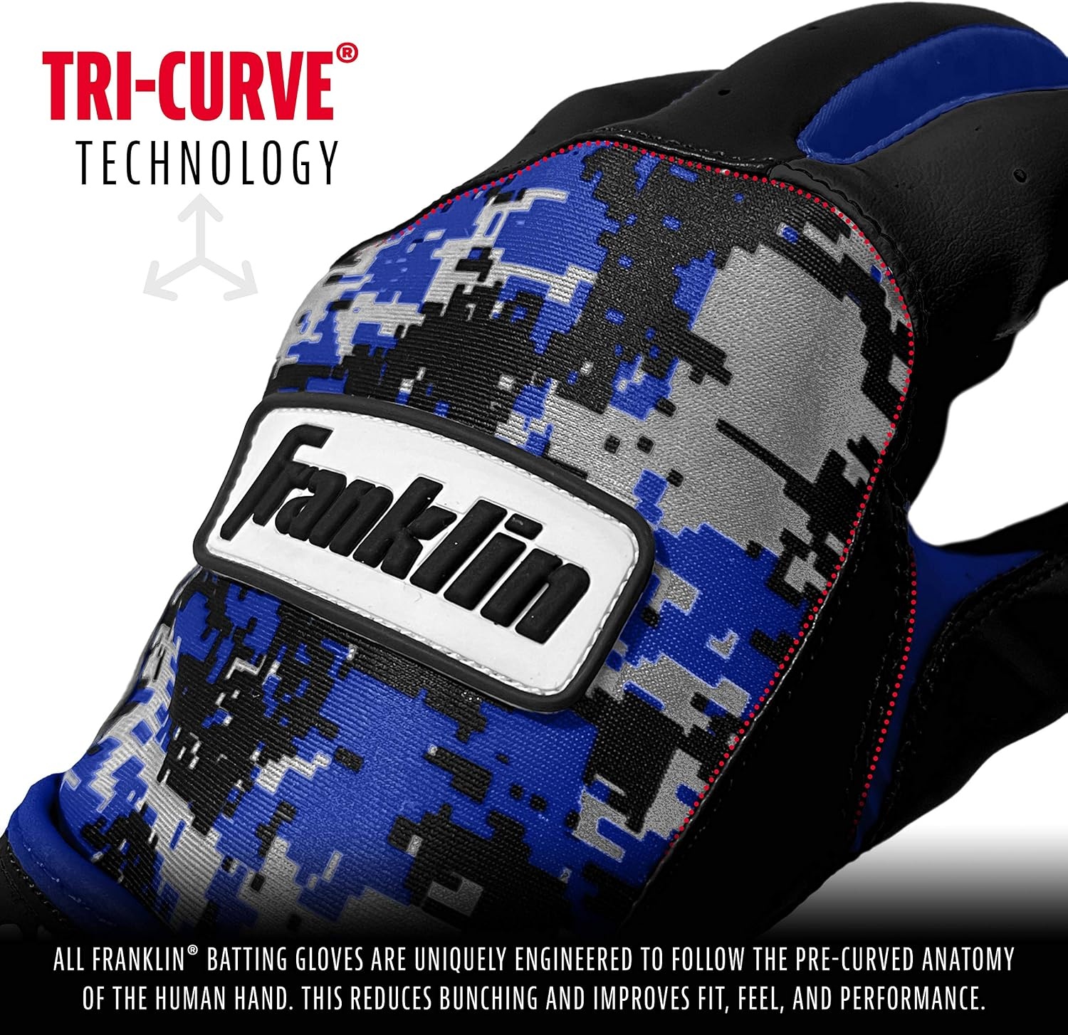 image:imageFranklin Sports MLB Batting Gloves  Digitek Camo Gloves  Premium Leather  Multiple Colors  Adult SizesGrayBlackRoyal