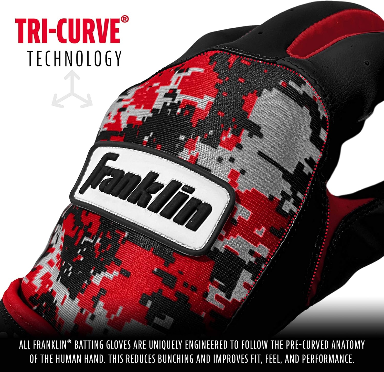 image:imageFranklin Sports MLB Batting Gloves  Digitek Camo Gloves  Premium Leather  Multiple Colors  Adult SizesGrayRed