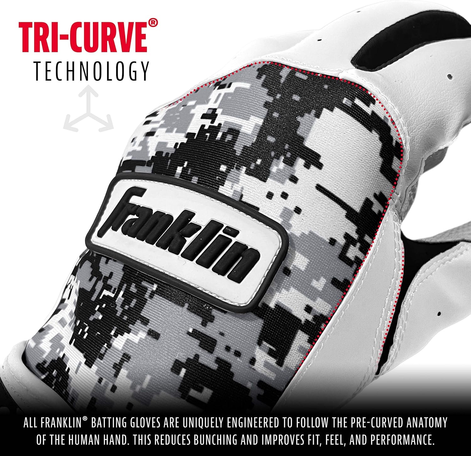 image:imageFranklin Sports MLB Batting Gloves  Digitek Camo Gloves  Premium Leather  Multiple Colors  Adult SizesGrayWhiteBlack