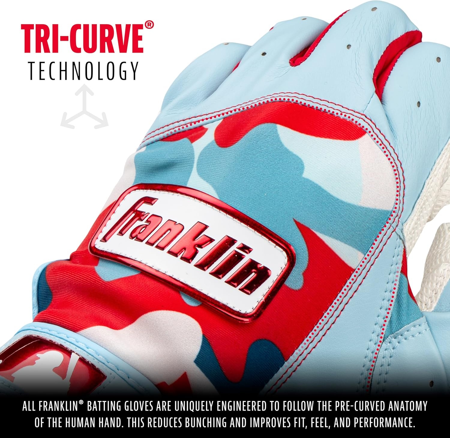 image:imageFranklin Sports MLB Batting Gloves  Digitek Camo Gloves  Premium Leather  Multiple Colors  Adult SizesWhiteCarolina Blue