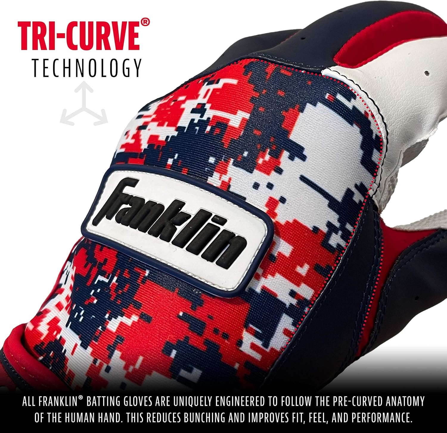 image:imageFranklin Sports MLB Batting Gloves  Digitek Camo Gloves  Premium Leather  Multiple Colors  Adult SizesWhiteRedNavy
