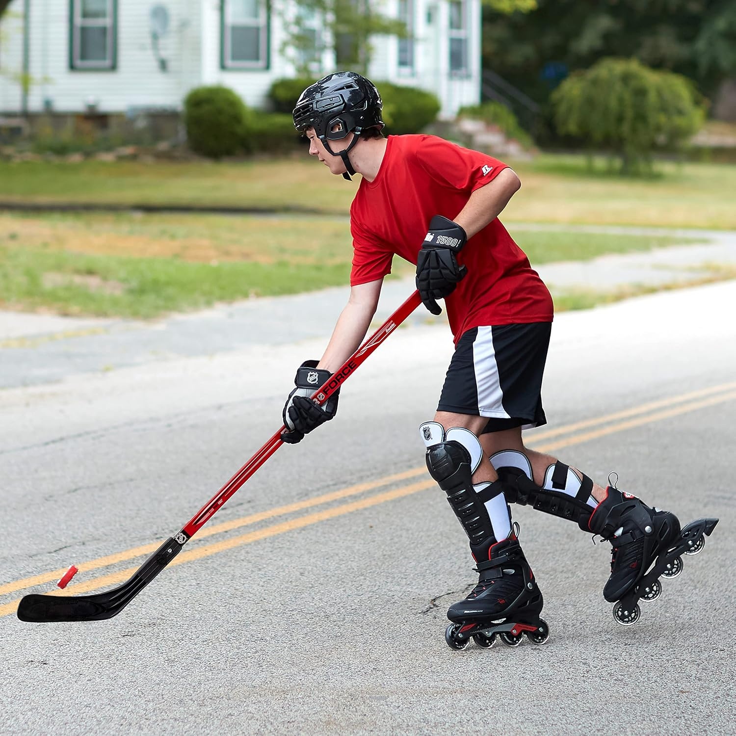 image:imageFranklin Sports NHL Kids Beginner Street Hockey  Goalie Sticks  Youth  Junior Hockey Sticks  Left  Right HandedBlueRedGrey  Assorted Colors
