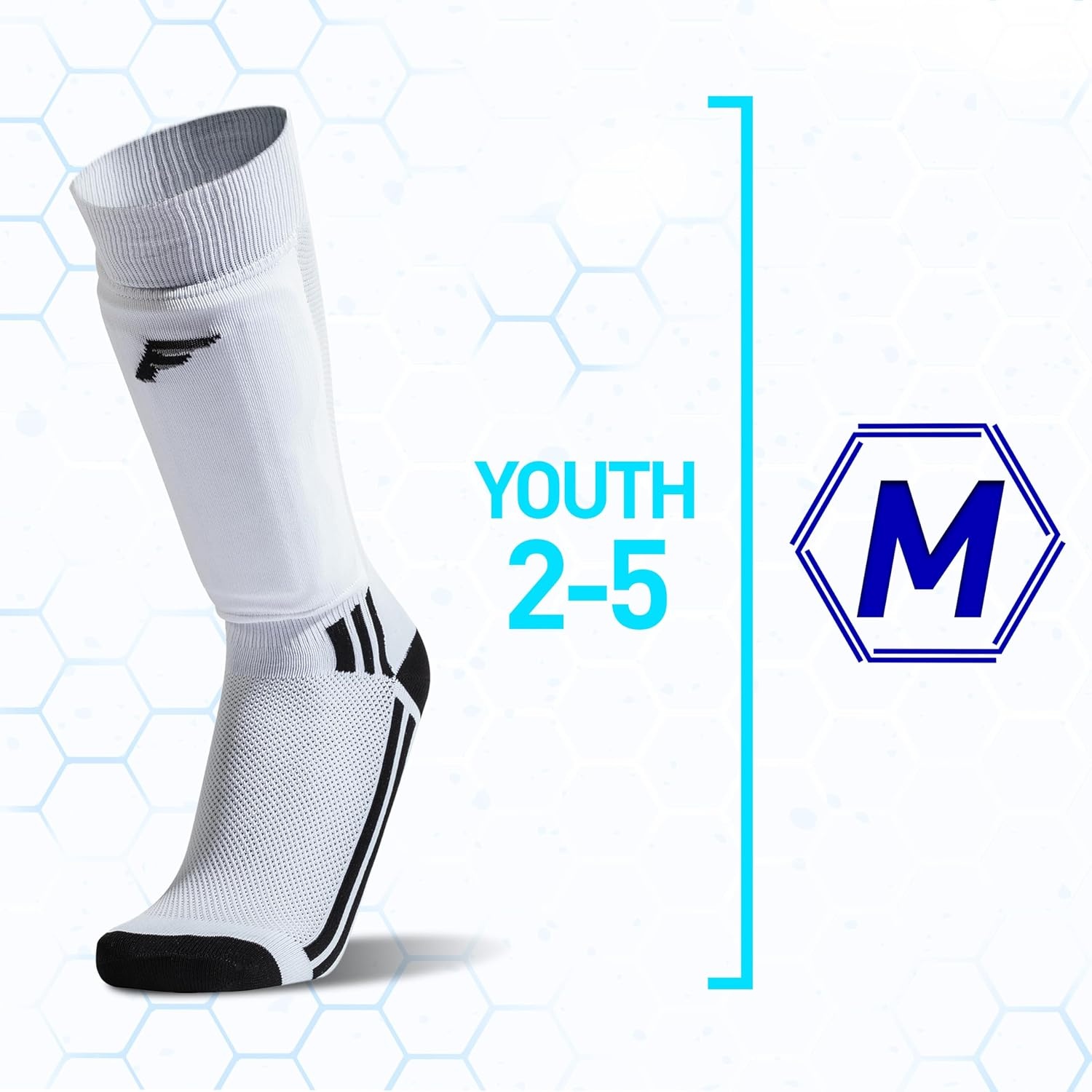 image:imageFranklin Sports Youth  Adult Soccer Shin Guard Socks  BuiltIn Shin Guards  Black or White  Assorted Colors May VaryBlackWhiteGray