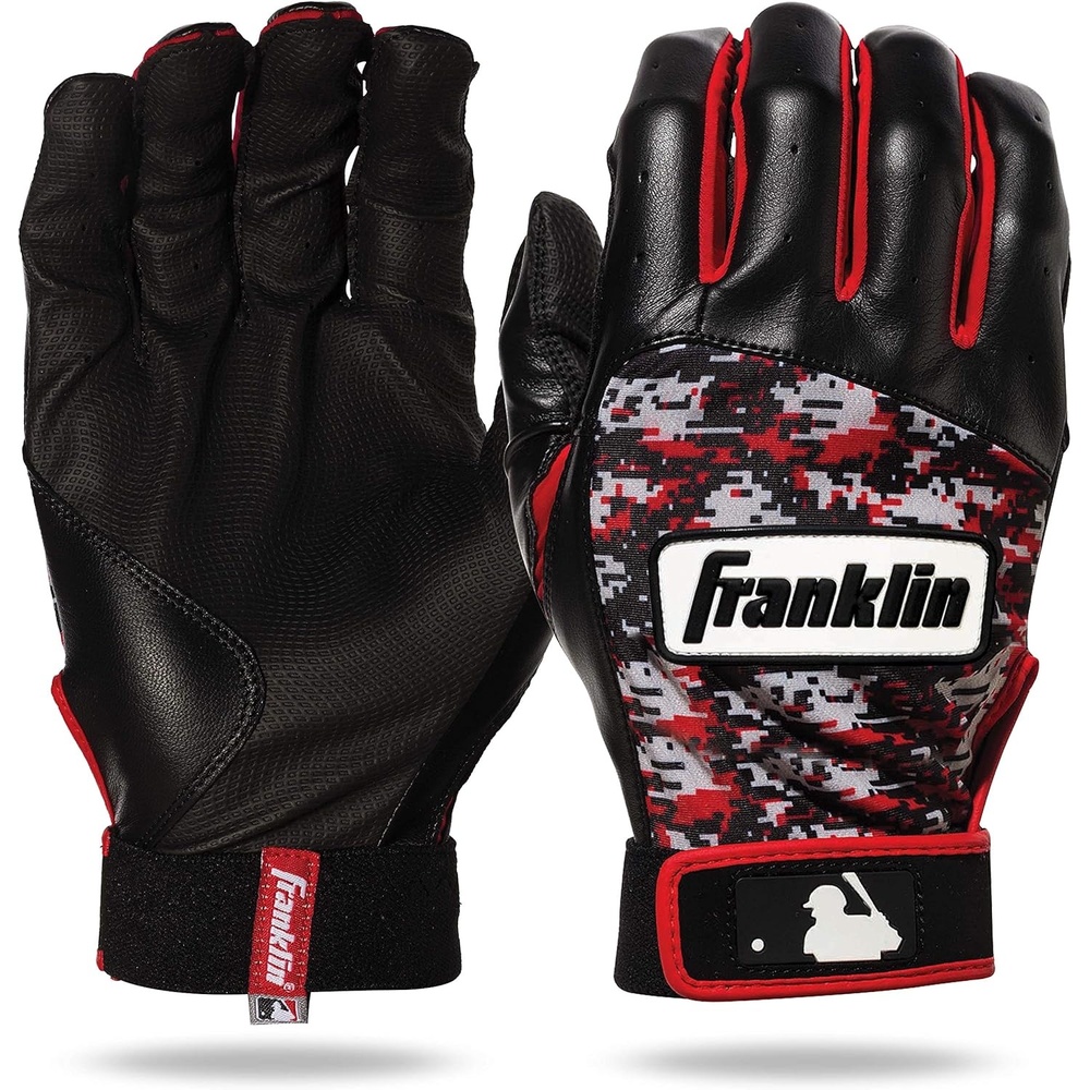 image:imageFranklin Sports MLB Batting Gloves  Digitek Camo Gloves  Premium Leather  Multiple Colors  Adult SizesGrayRed