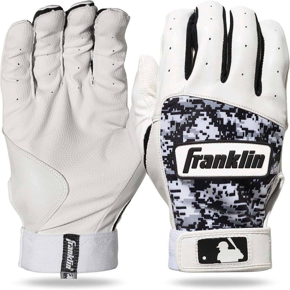 image:imageFranklin Sports MLB Batting Gloves  Digitek Camo Gloves  Premium Leather  Multiple Colors  Adult SizesGrayWhiteBlack