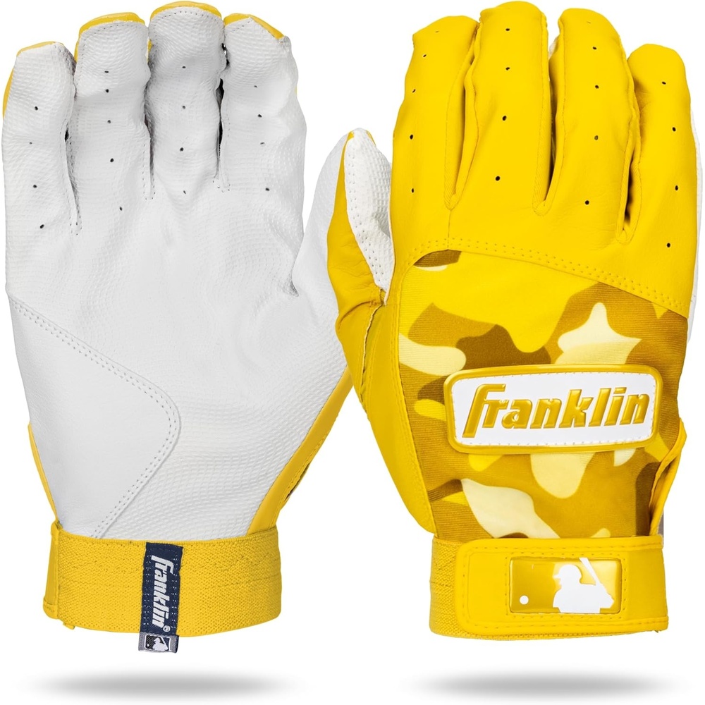 image:imageFranklin Sports MLB Batting Gloves  Digitek Camo Gloves  Premium Leather  Multiple Colors  Adult SizesWhiteYellow