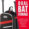 image:imageFranklin Sports Kids MLB Baseball Batpack Bag  Youth Baseball Softball  Teeball Backpack  Sports Equipment Bag for Kids  Toddlers  Holds 2 Teeball  Baseball Bats  Includes Fence HookBlackRedWhite