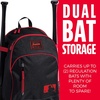 image:imageFranklin Sports Kids MLB Baseball Batpack Bag  Youth Baseball Softball  Teeball Backpack  Sports Equipment Bag for Kids  Toddlers  Holds 2 Teeball  Baseball Bats  Includes Fence HookBlackRed