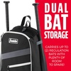 image:imageFranklin Sports Kids MLB Baseball Batpack Bag  Youth Baseball Softball  Teeball Backpack  Sports Equipment Bag for Kids  Toddlers  Holds 2 Teeball  Baseball Bats  Includes Fence HookBlackGrayWhite