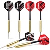 image:imageFranklin Sports Steel Tip Darts Set  6 Pack of 18 Gram Steel Darts  Removable Standard Nylon Flights and Brass Barrels  Lightweight Full Dart Set RedBlack