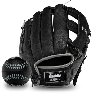 image:imageFranklin Sports Kids Baseball Gloves  RTP Youth Teeball Glove  Ball Set  Boys  Girls Teeball Mitt  95BlackSilver